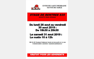 Stage de rentrée saison 2019/2020