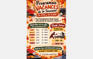 Programme Vacances de La Toussaint 2026