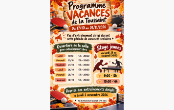 Programme Vacances de La Toussaint 2026