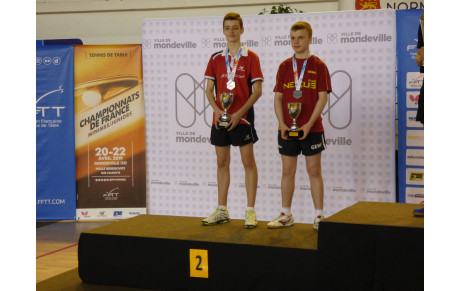 Championnats de France Juniors  Minimes à Mondeville : Thibault en argent en doubles