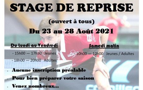 Stage de reprise Aout 2021
