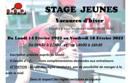 Stage jeunes du 14 au 18 février