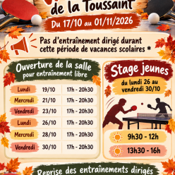 Programme Vacances de La Toussaint 2026